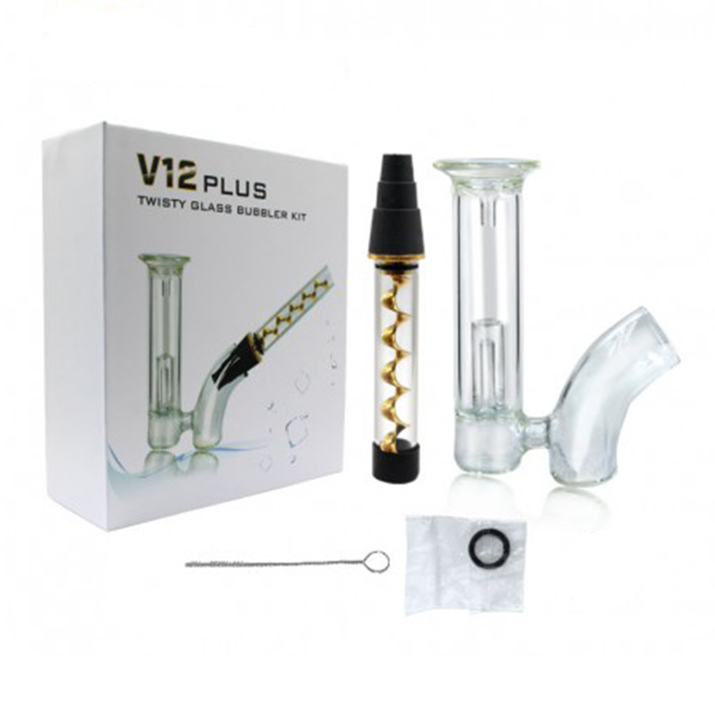 V12 Mini Kit Bubbler Smoking Twisty Glass Blunt Metal Tip Smoke